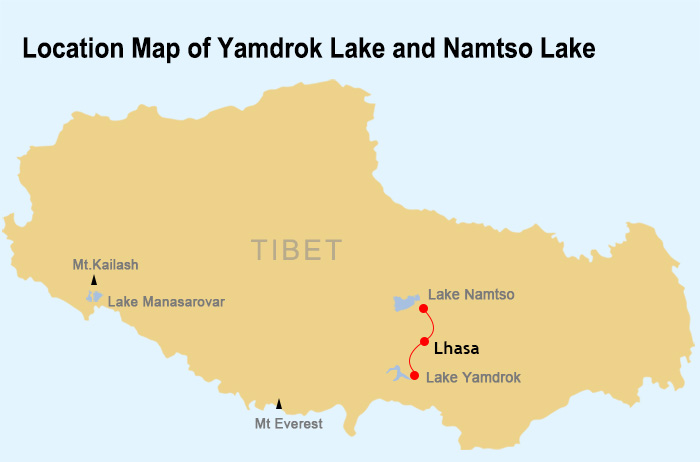 Yamdrok Lake and Namtso Lake Location Map