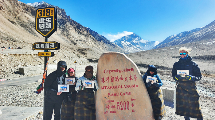 snapped photos with the Everest marker at the Tibet EBC