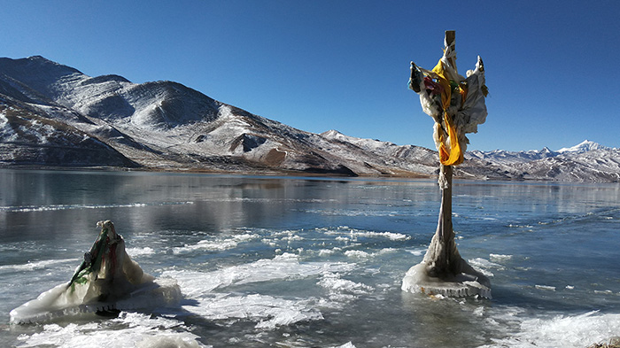 Tibetan Lakes Frozen in Winter