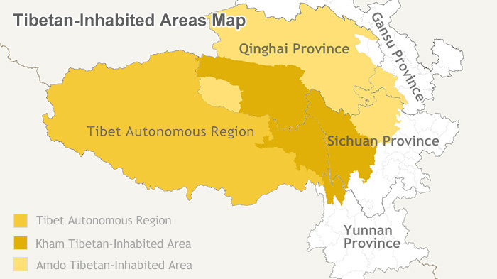 Tibetan Inhatibetd Region Map