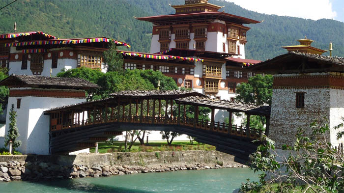 Beautiful Kyichu Lhakhang in Paro valley after the shower in summer