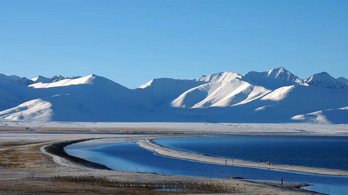 The beautiful Namtso Lake in winter month