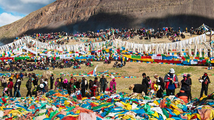 Every year thousands of local Tibetans gather at the holy Kailash mountain to celebrate Saga Dawa Festival