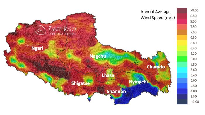 wind speed of tibet