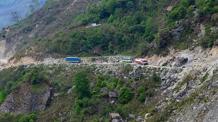 The Nepal local bus from Kathmandu to Gyirong Port
