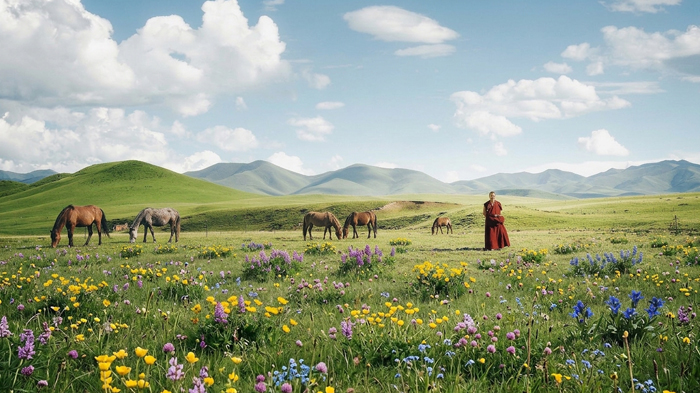 beautiful sangke grassland in gannan in summer