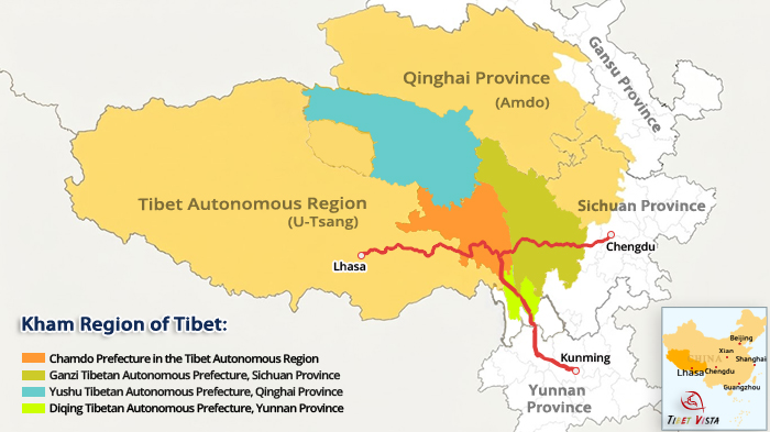 Chamdo local on the map