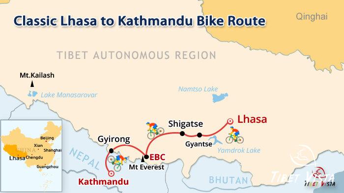 classic Lhasa to Kathmandu mountain biking routes