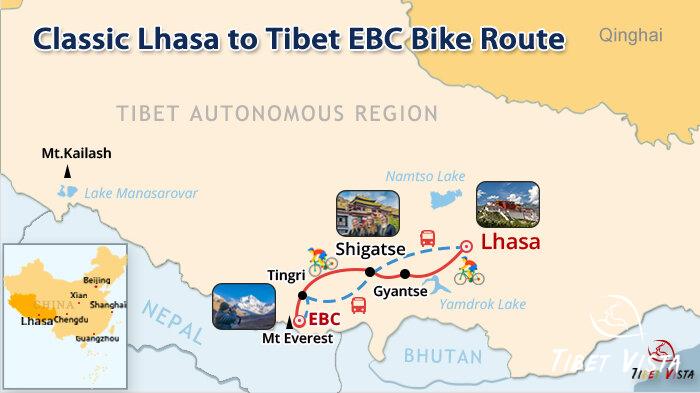 classic Lhasa to Tibet Everest Base Camp mountain biking routes