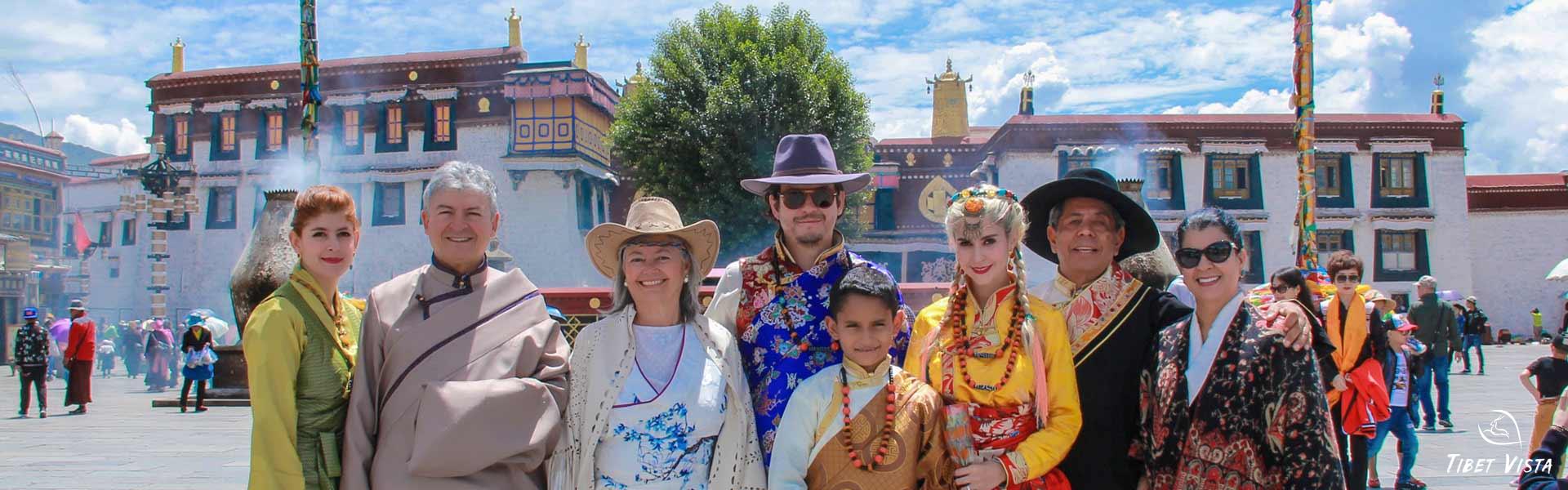 dress in traditional tibetan clothes and visit lhasa in junly