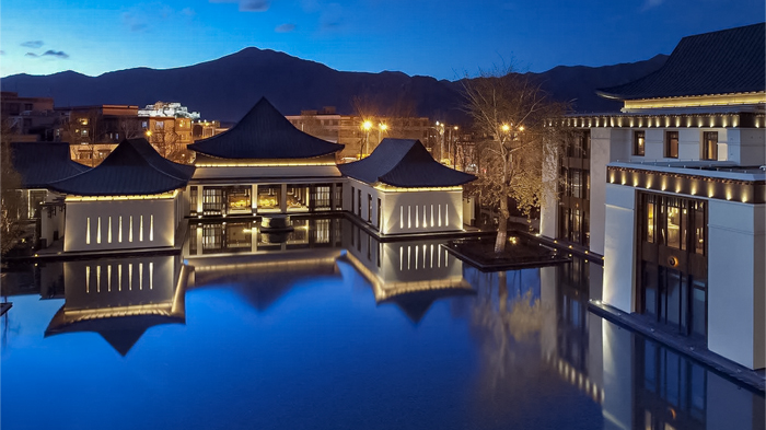 nighttime view of St. Regis Lhasa Resort