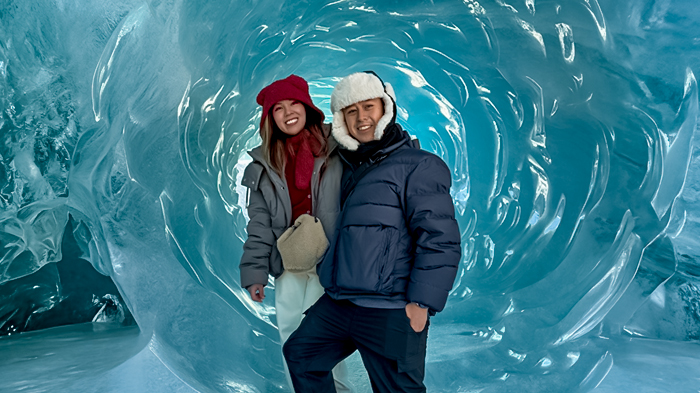 explored the blue ice caves of Laigu Glaciers