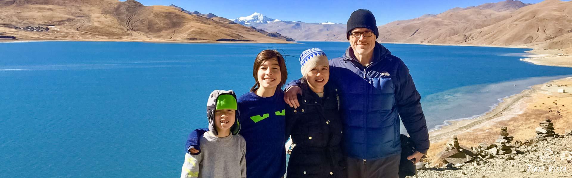 family travel to yamdrok lake in sep