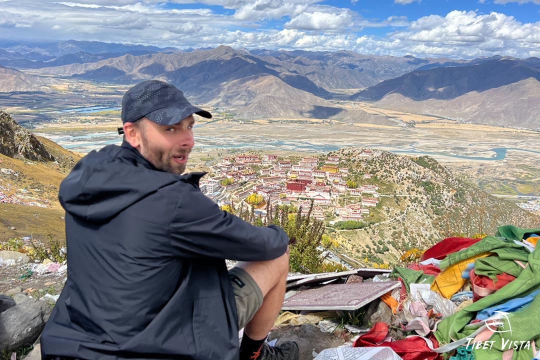 Gaze at photogenic Ganden Monastery from mountaintop