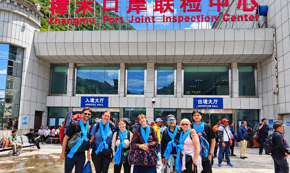 Welcoming our traveler at Zhangmu border