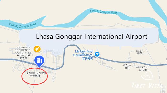 Most hotels near Lhasa Gonggar International Airport are in Jiazhulin Town