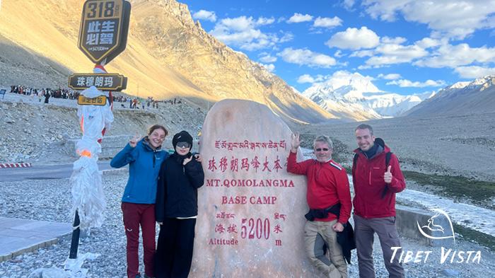 Our guests took photos with Mt. Everest marker at Tibet EBC