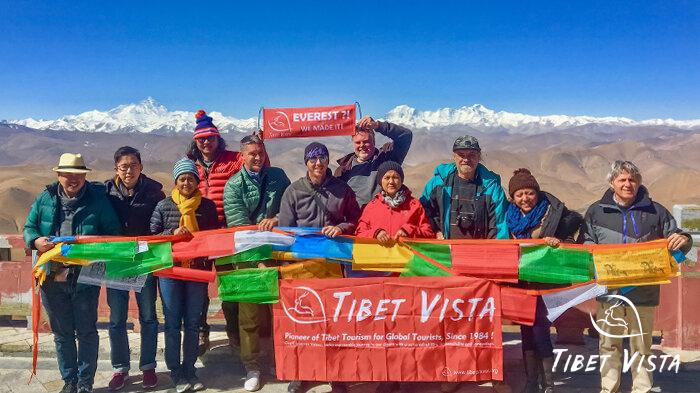 Our guests and I took photos with Mt. Everest at the famous Gawu La Pass
