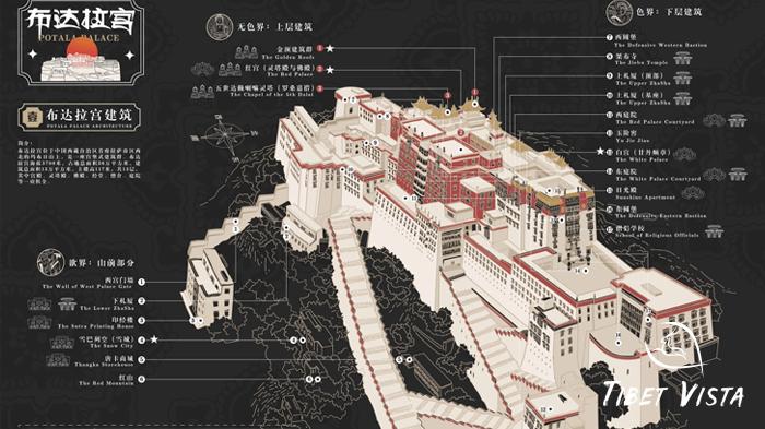 Potala Palace complex and its surroundings on the map