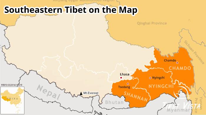 location of southeastern Tibet on the map
