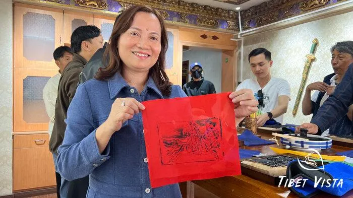 Our guests make Tibetan prayer flags