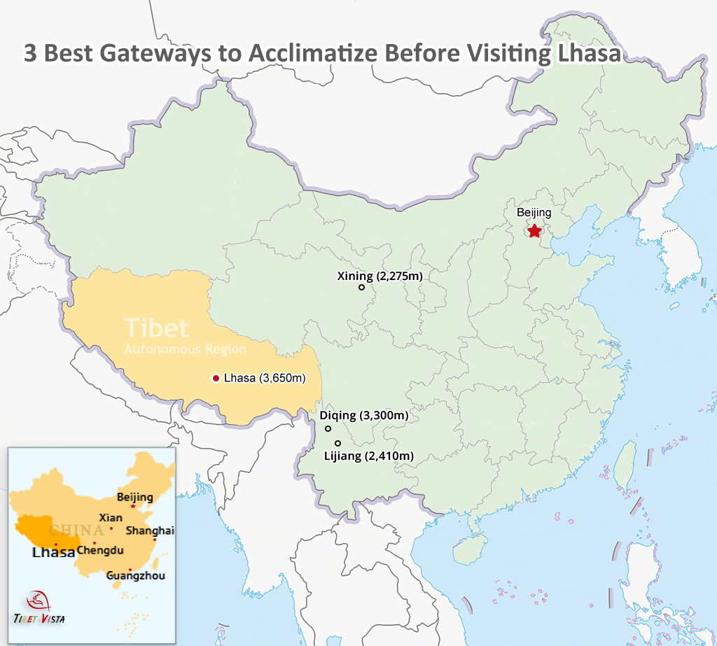 three best gateways to acclimatize before visiting lhasa