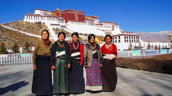 Tibetan people and Potala Palace