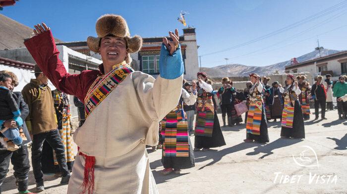 tibetan man celebrating tibetan new year in lhasa