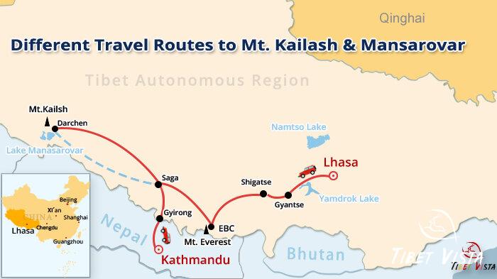 travel routes  to kailash mansarovar by road