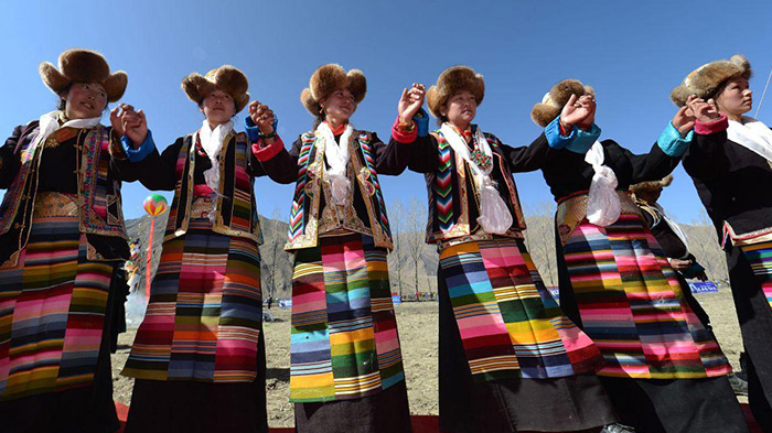 Tibetan clothing in farming region