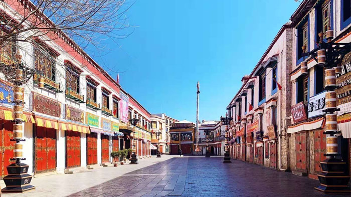 Empty Barkhor Street in Feb 2020