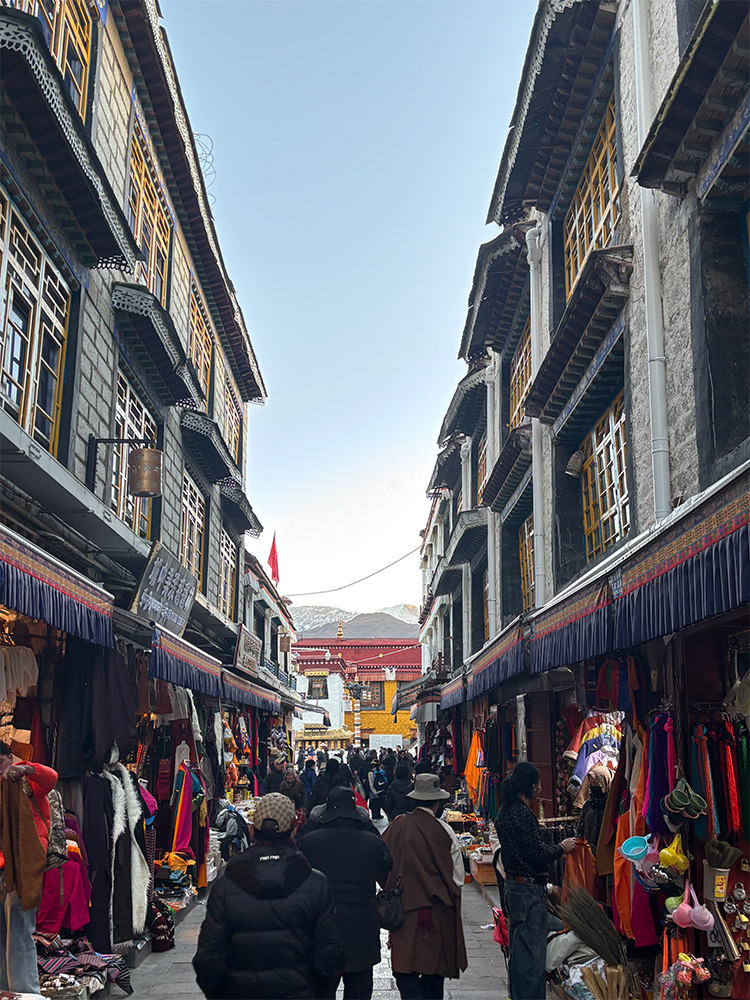 Bustling Barkhor Street market in Lhasa