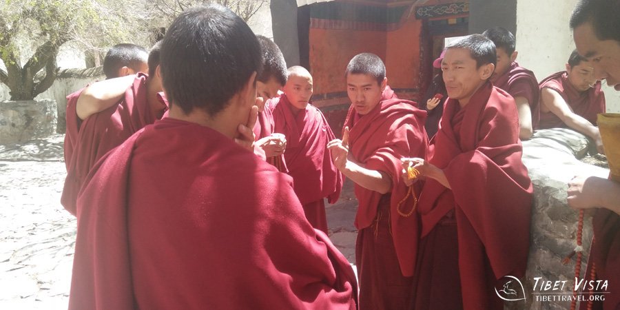 dramatic monk debate in Sera Monatery