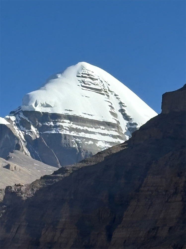 pyramid-shaped south face of mount kailash