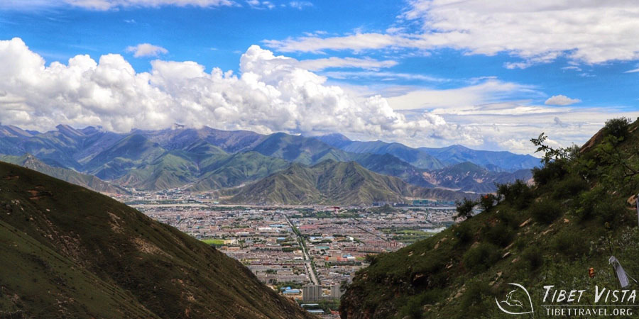 Aerial-view of Lhasa city during Pabonka to Sera Utsé trek