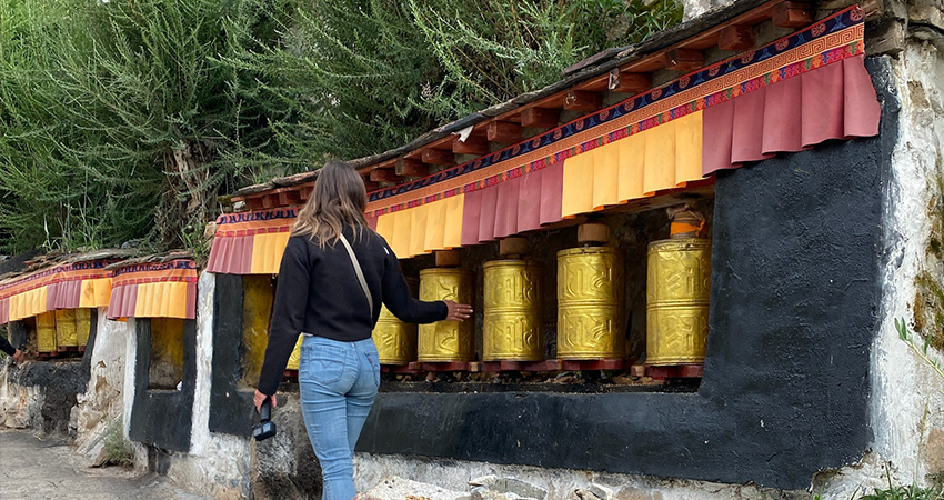 Prayer wheels at Drepung Monastery Tibet
