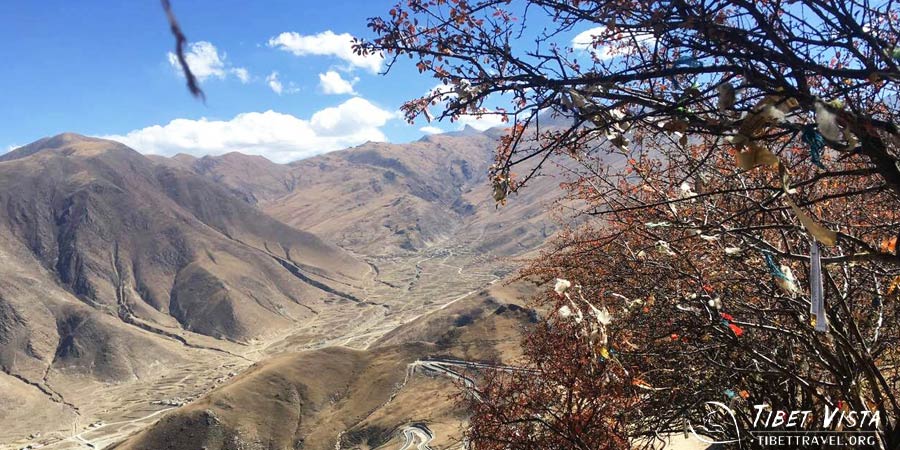 Zigzag Road Snaking to the Ganden Monastery
