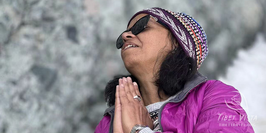 Prayers in front of Mt. Kailash