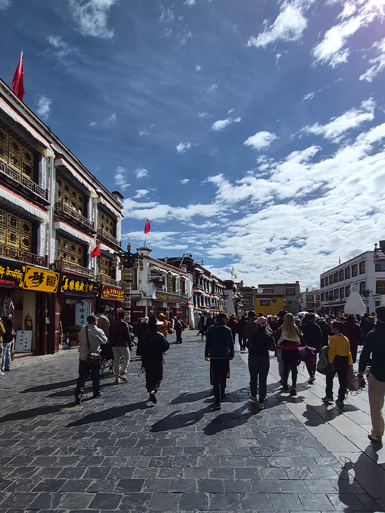 the bustling Barkhor Street in Lhasa
