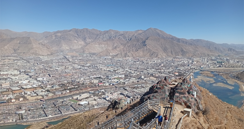 Lhasa panoramic view from Nanshan Mountain viewpoint