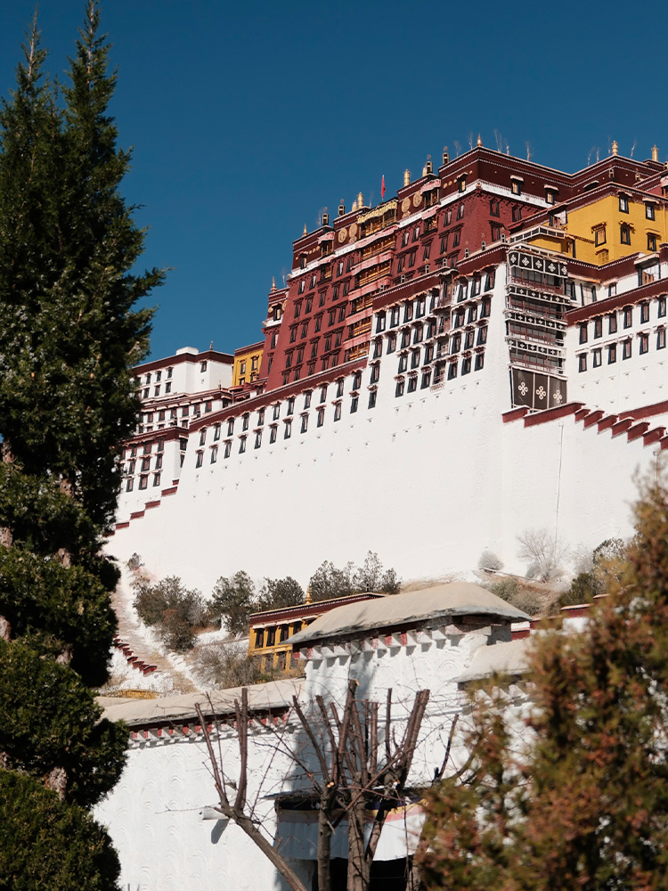 Potala Palace rising above Lhasa skyline in Tibet