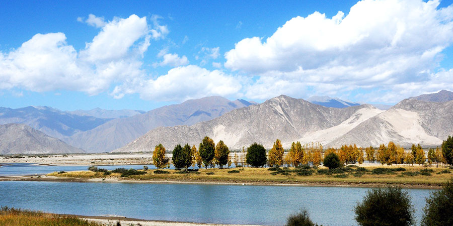 The winding Lhasa River in Tibet