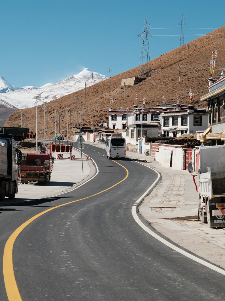 Tibetan villages along the road showing peaceful rural life