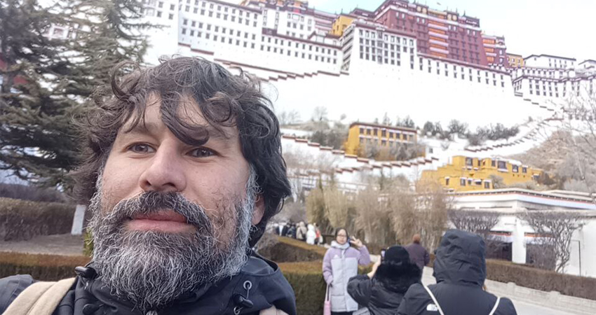 Selfie at Potala Palace front courtyard in Lhasa