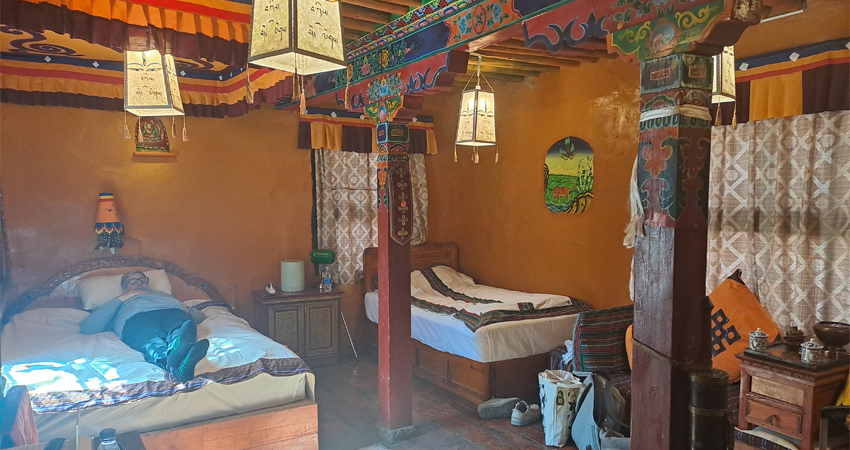 Traditional Tibetan room at Shambhala Palace in Lhasa