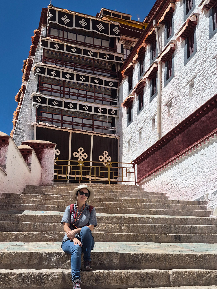 Walk up the stone steps of Potala Palace