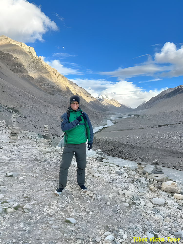 Tourists took photo at Everest Base Camp and Mount Everest