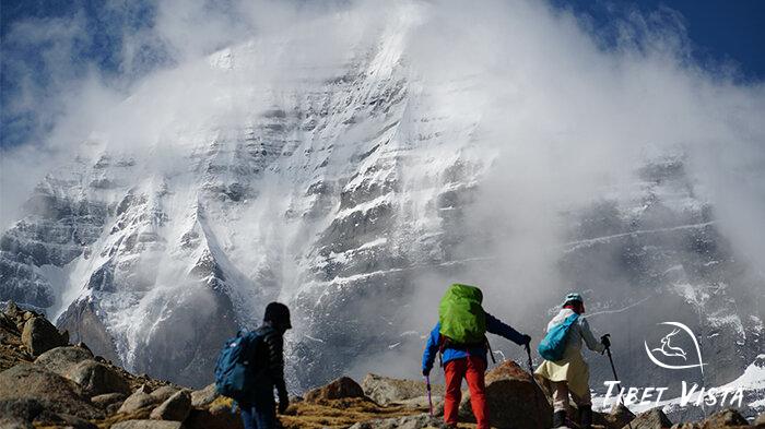 Completing a pilgrimage kora around Mount Kailash.