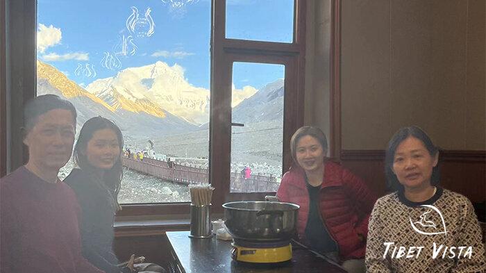 Dine at a restaurant with a view of Mount Everest.