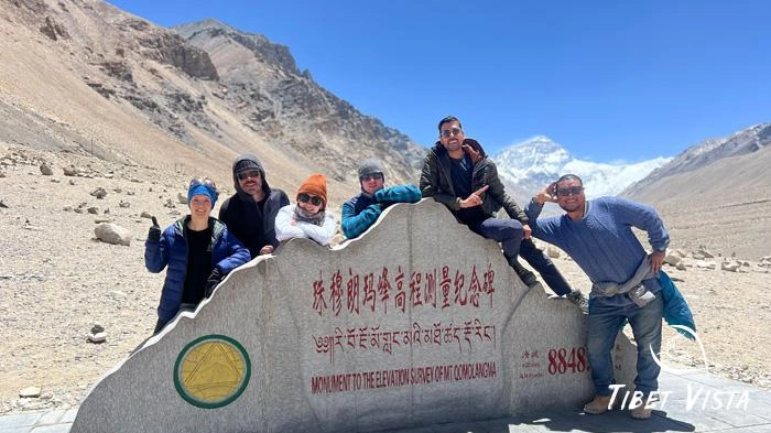 Our beloved guests take picture with Mt.Everest.
